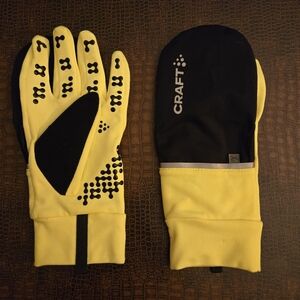 Craft Yellow and Black Convertible Winter Gloves/Mittens Sz Small Nwot
